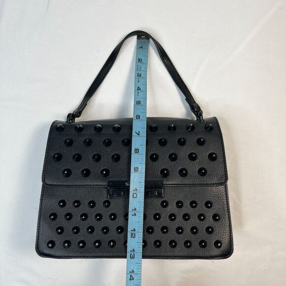 Foly + Corinna Skyline Bandit Drop Lock Top Handle Black Spike Studded Bag Punk - Picture 3 of 14